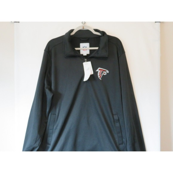 Atlanta Falcons 1/4 Zip Fleece Long Sleeve Pull Over Sz XL Black NFL Brand  NWT - Picture 2 of 11
